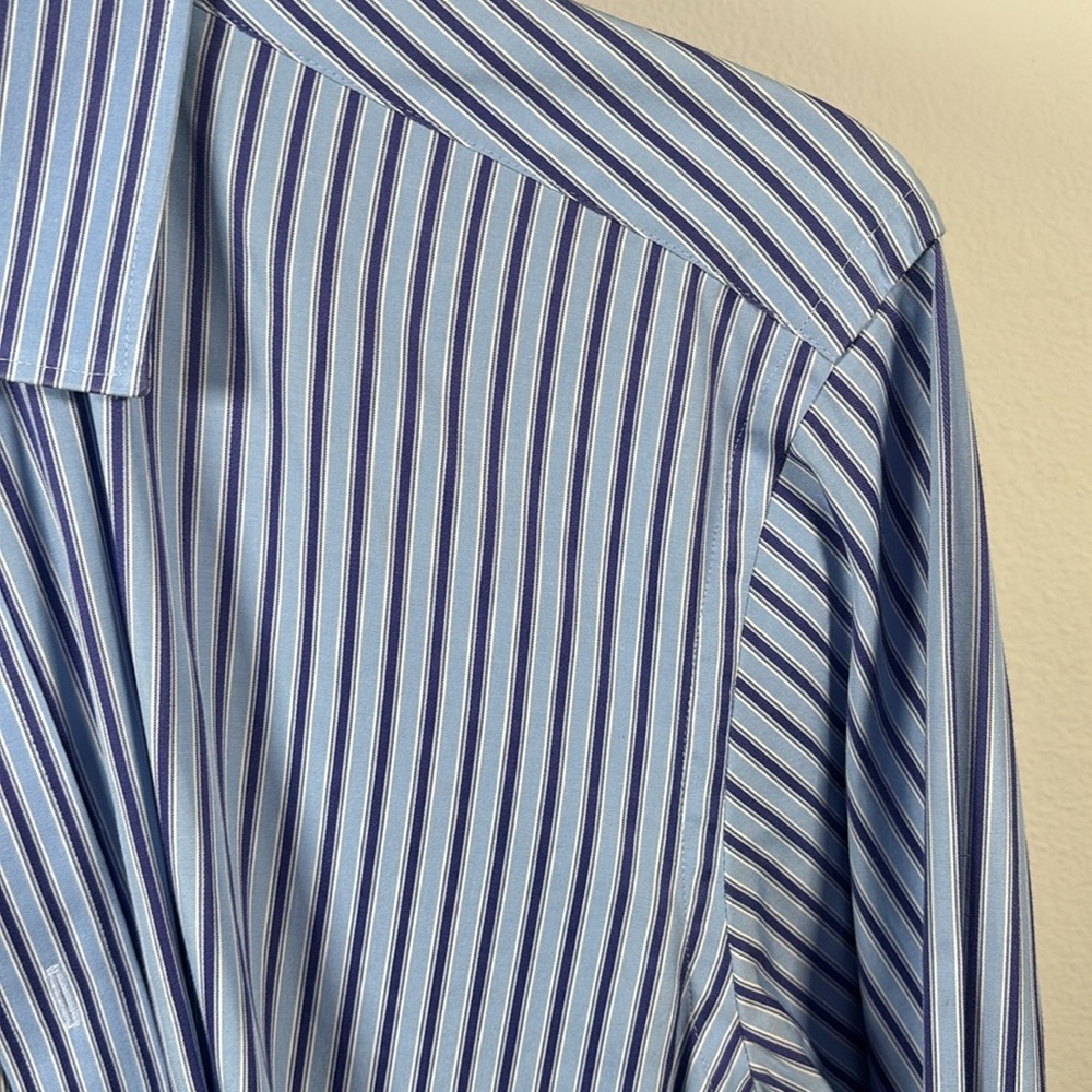 Ted Baker Men’s Blue Striped Button Up Shirt Size 16 - Picture 4 of 5